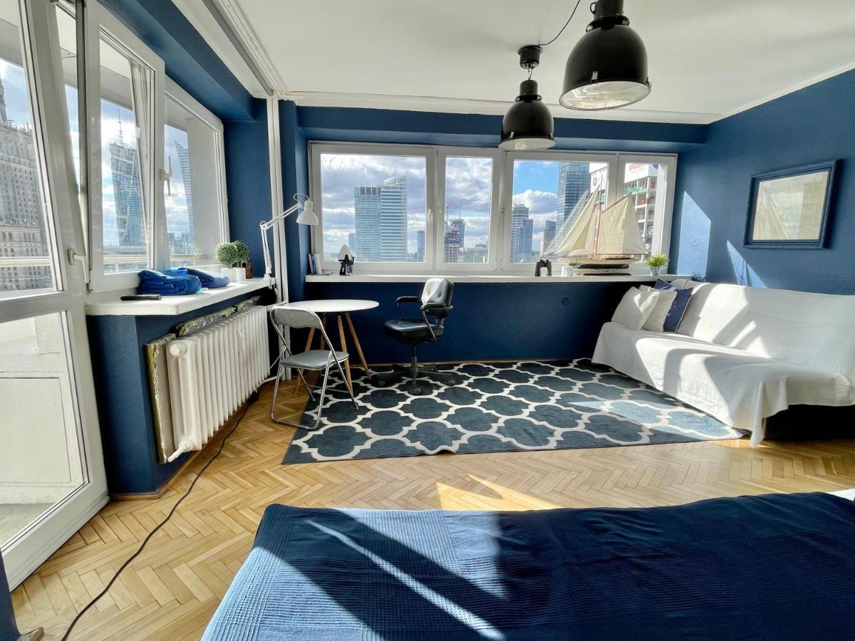 Super Apartament Blue Scisle Centrum Dwie Linie Metra Netflix Wifi 300 Mbs Panorama Miasta วอร์ซอ ภายนอก รูปภาพ