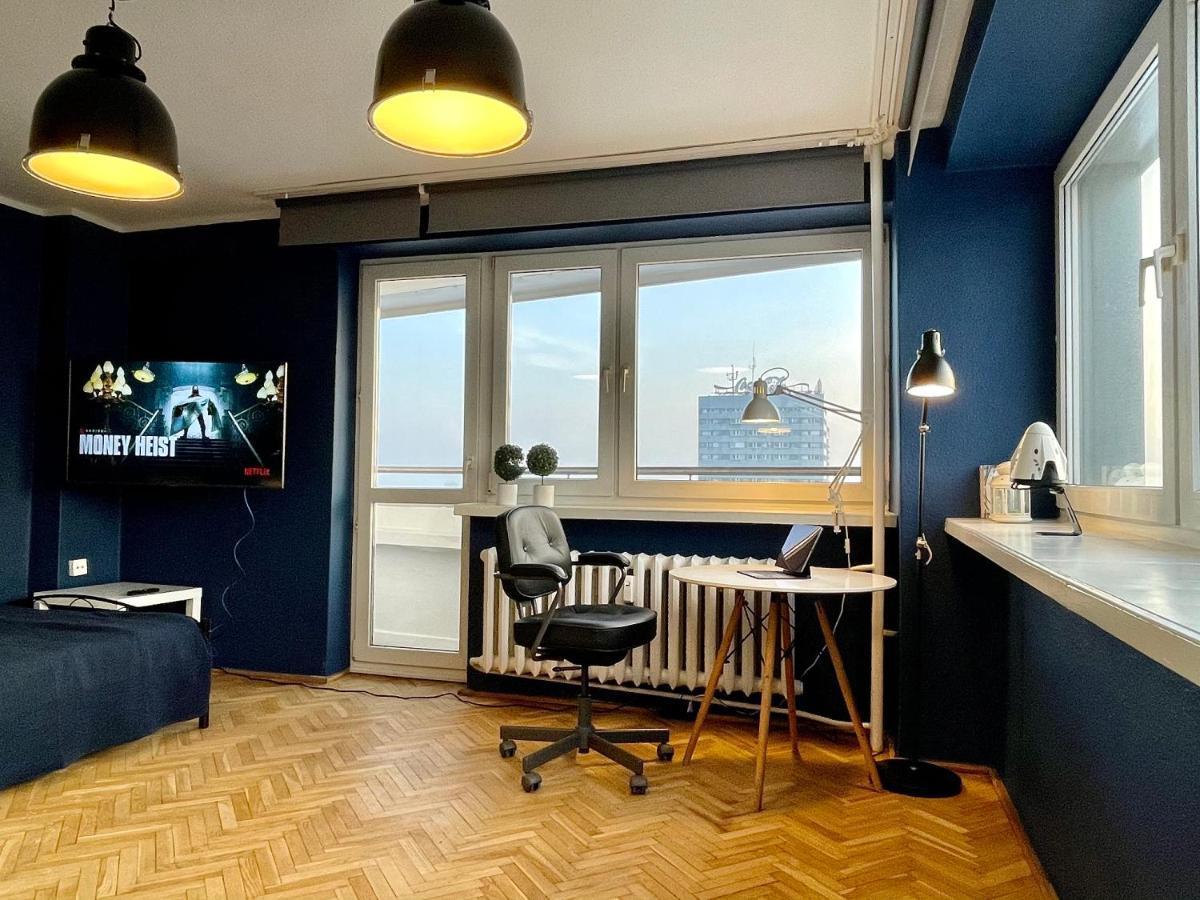 Super Apartament Blue Scisle Centrum Dwie Linie Metra Netflix Wifi 300 Mbs Panorama Miasta วอร์ซอ ภายนอก รูปภาพ