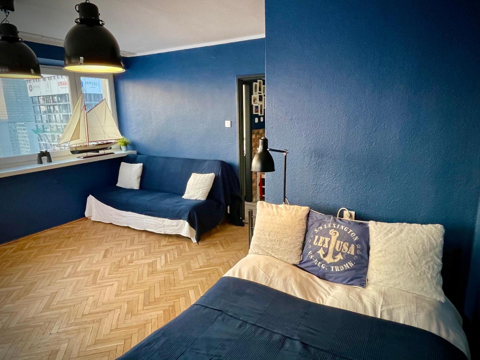 Super Apartament Blue Scisle Centrum Dwie Linie Metra Netflix Wifi 300 Mbs Panorama Miasta วอร์ซอ ภายนอก รูปภาพ