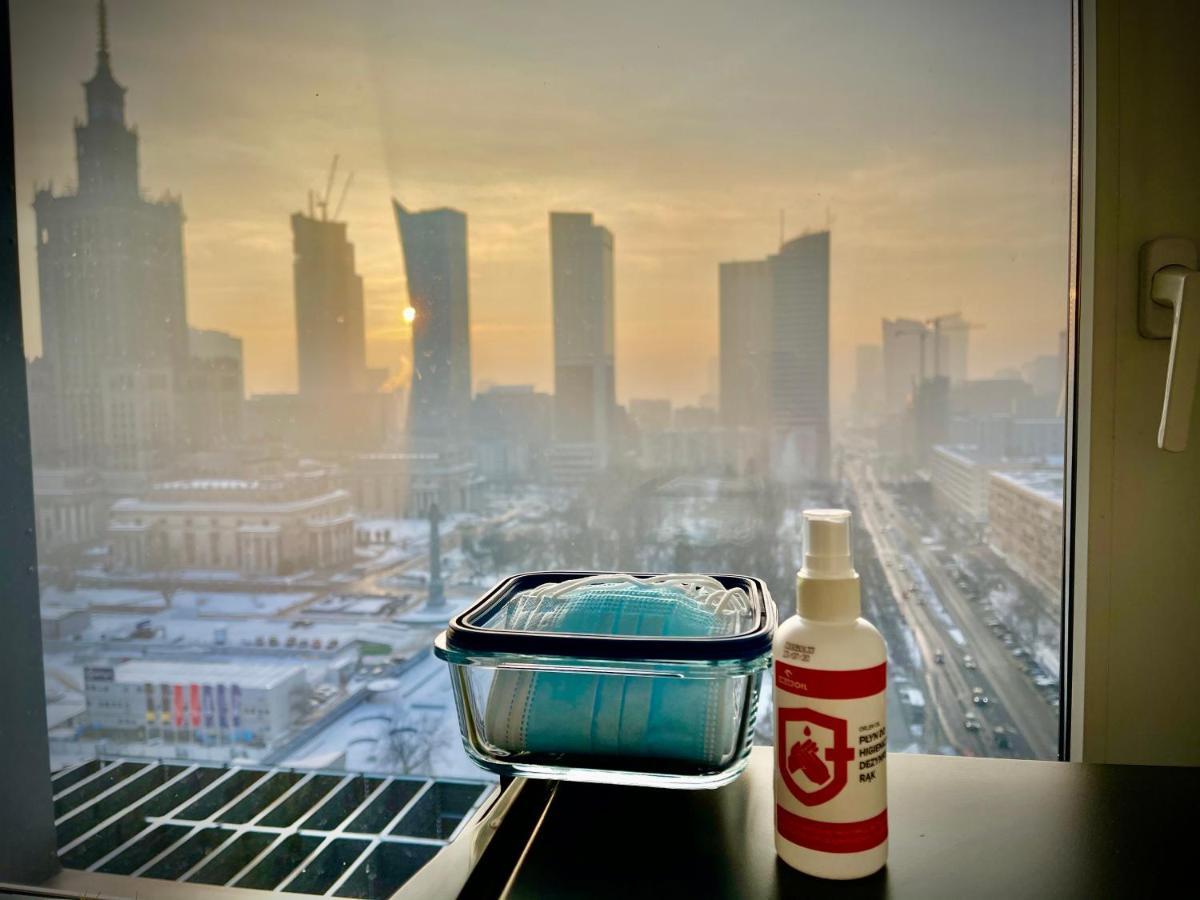 Super Apartament Blue Scisle Centrum Dwie Linie Metra Netflix Wifi 300 Mbs Panorama Miasta วอร์ซอ ภายนอก รูปภาพ